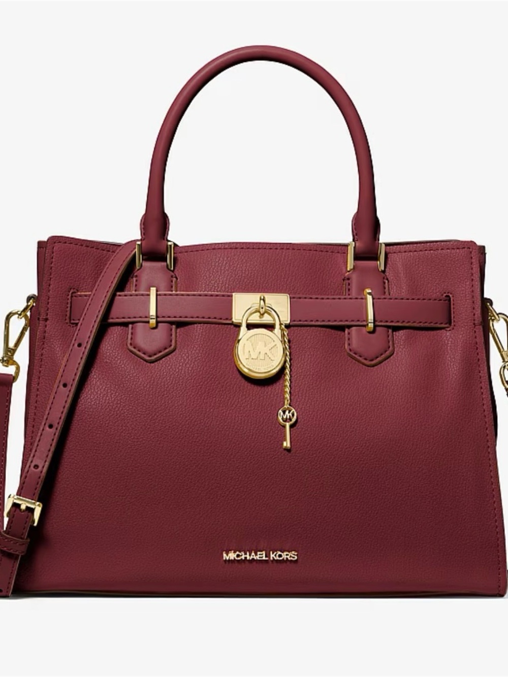 Michael Kors Hamilton medium Satchel Shoulder Crossbody Bag Dark Cherry NWOT